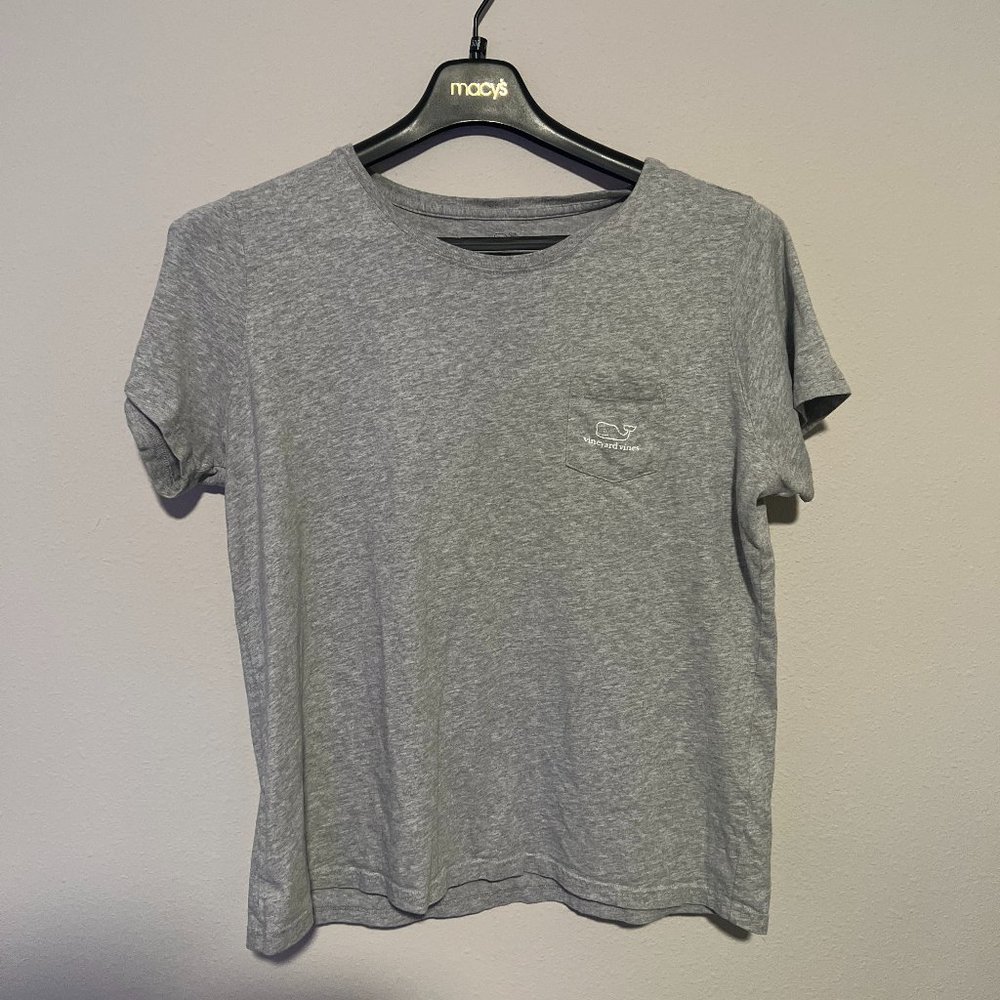 Vineyard Vines Shirt Womens Small Gray Whale Pocket Tee Short Sleeve Preppy